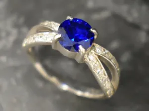 Sapphire Promise Ring - Blue Vintage Ring - Unique Engagement Ring