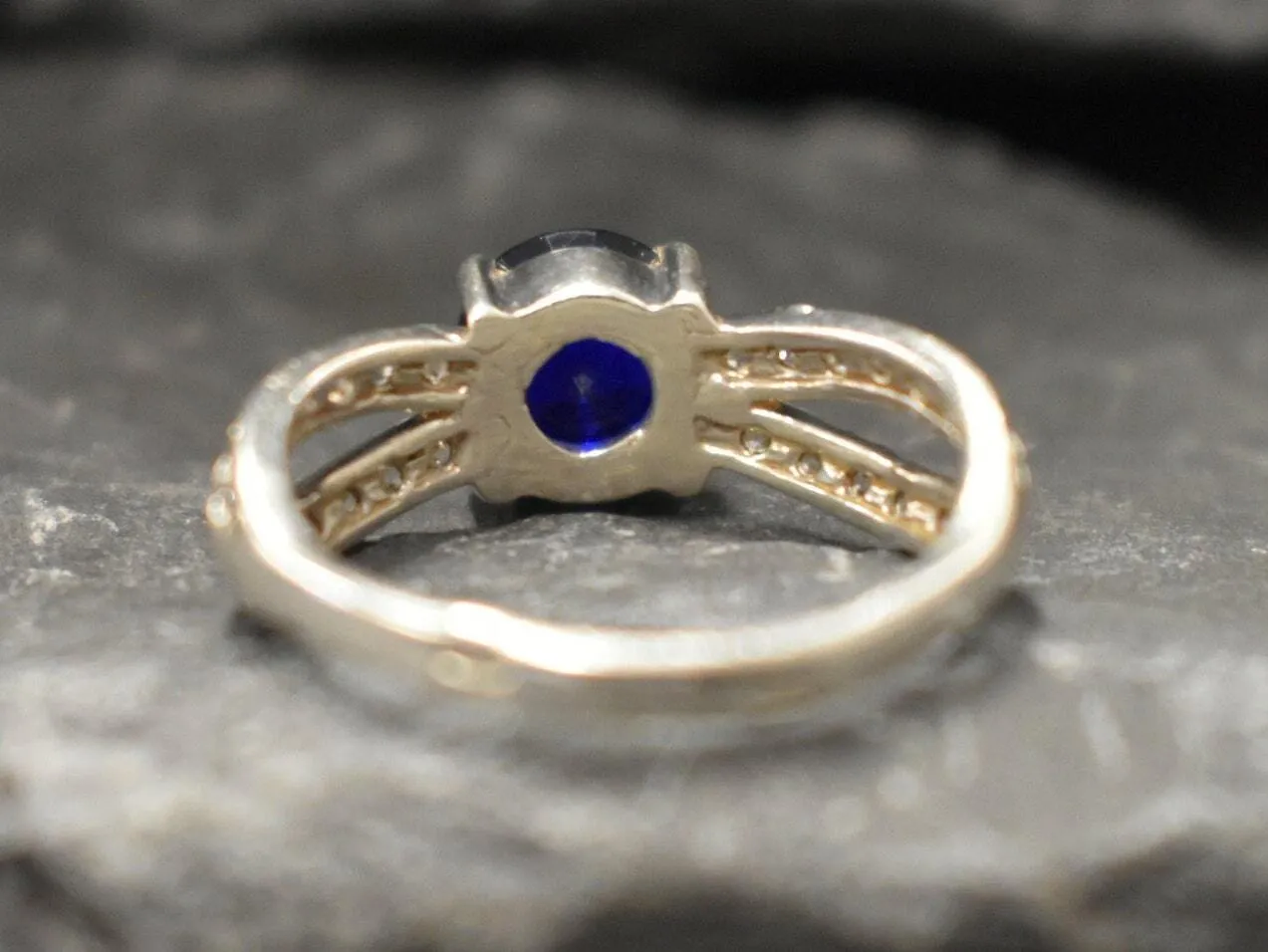 Sapphire Promise Ring - Blue Vintage Ring - Unique Engagement Ring