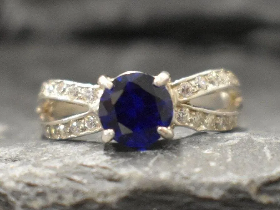 Sapphire Promise Ring - Blue Vintage Ring - Unique Engagement Ring