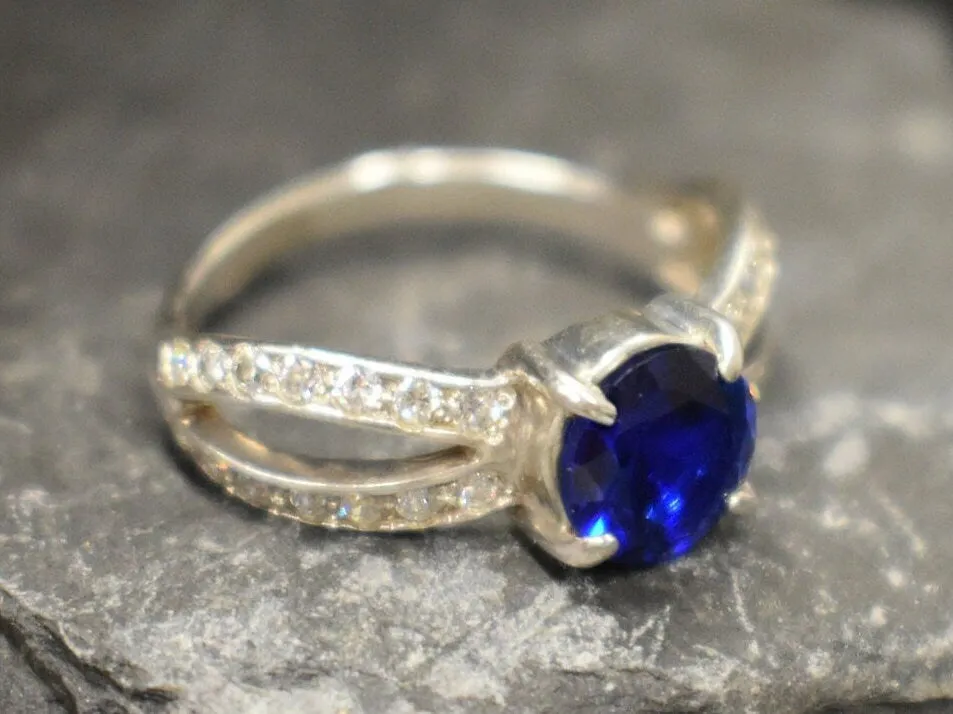 Sapphire Promise Ring - Blue Vintage Ring - Unique Engagement Ring