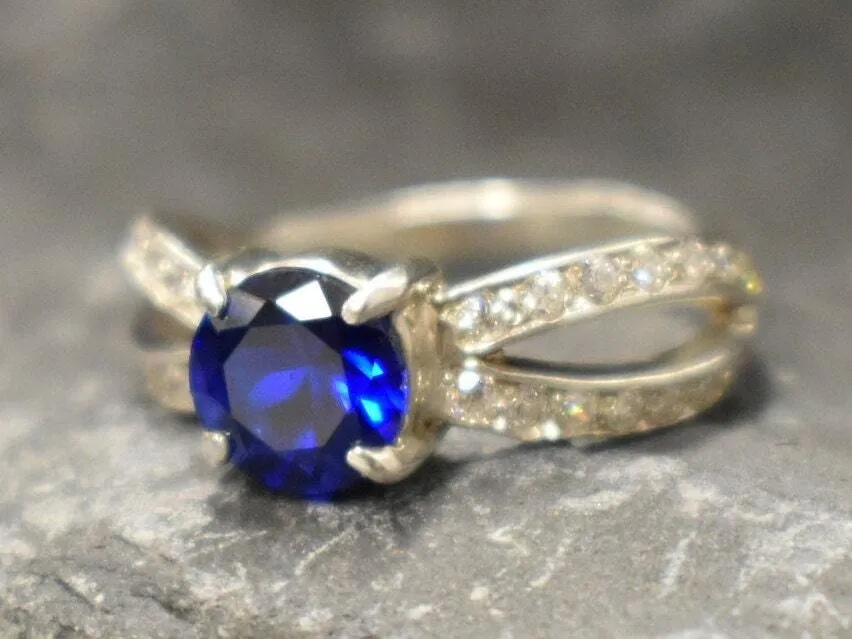 Sapphire Promise Ring - Blue Vintage Ring - Unique Engagement Ring