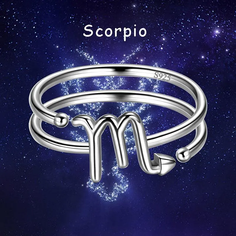 Scorpio Rings Zodiac Sign Jewelry Women Girls Birthday Gifts 925 Sterling Silver