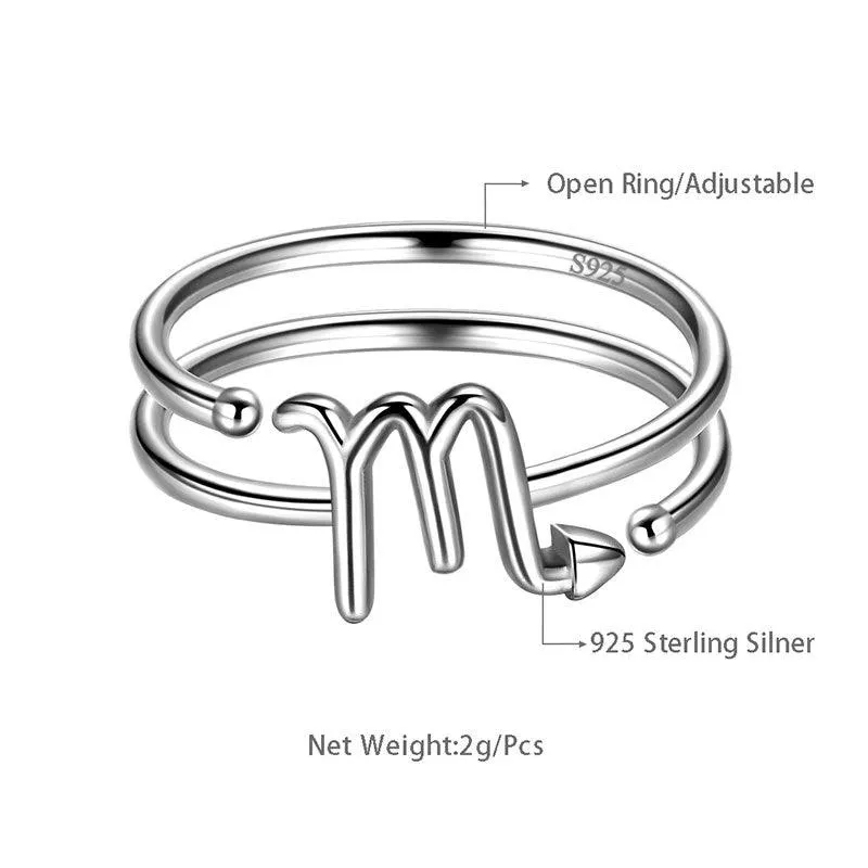 Scorpio Rings Zodiac Sign Jewelry Women Girls Birthday Gifts 925 Sterling Silver