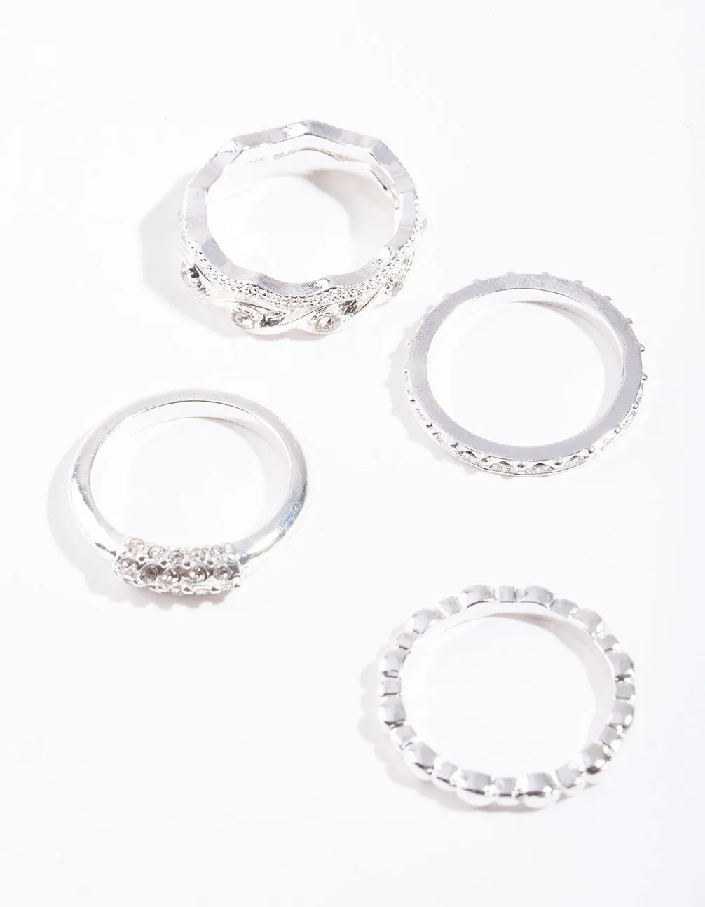 Silver Diamante 5 Stack Ring