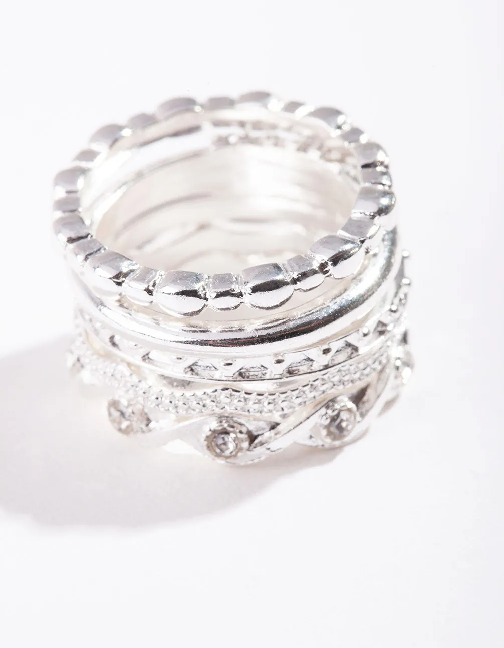 Silver Diamante 5 Stack Ring