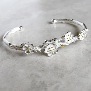 Silver Floral Branch Bangles