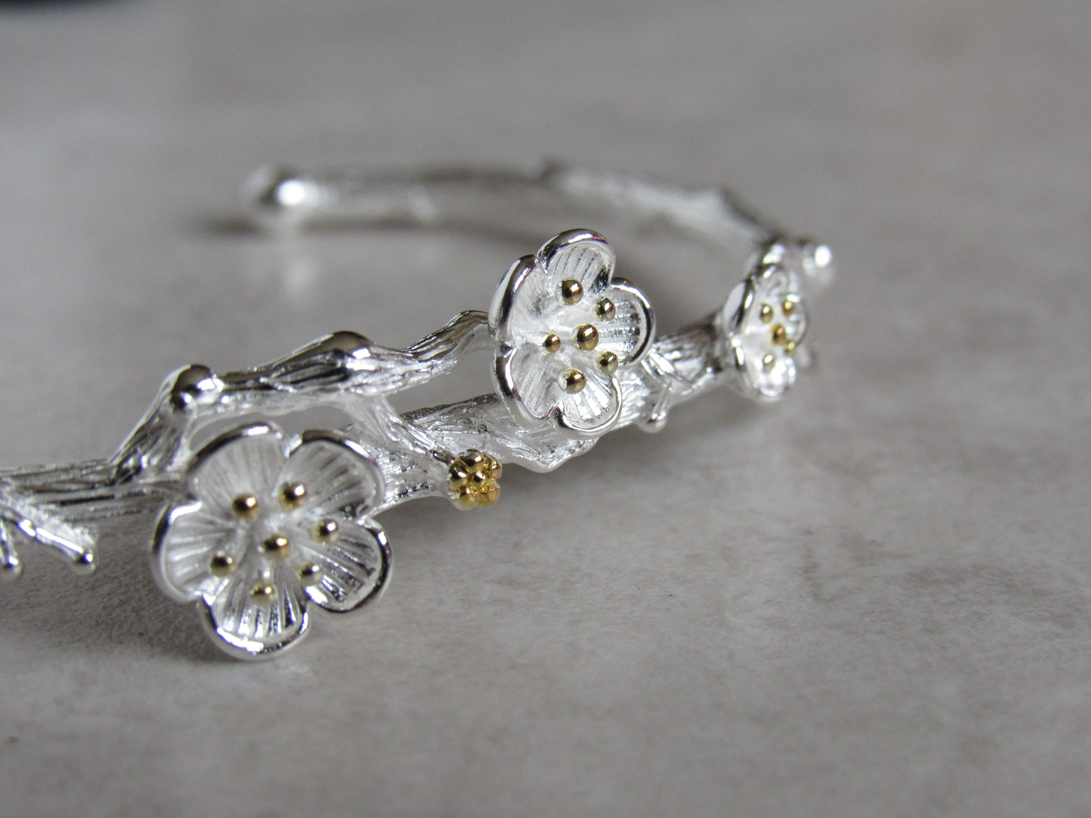 Silver Floral Branch Bangles