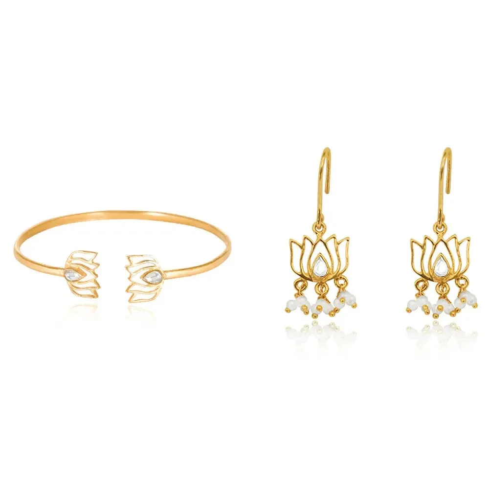 Silver Gold Plated Lotus Set