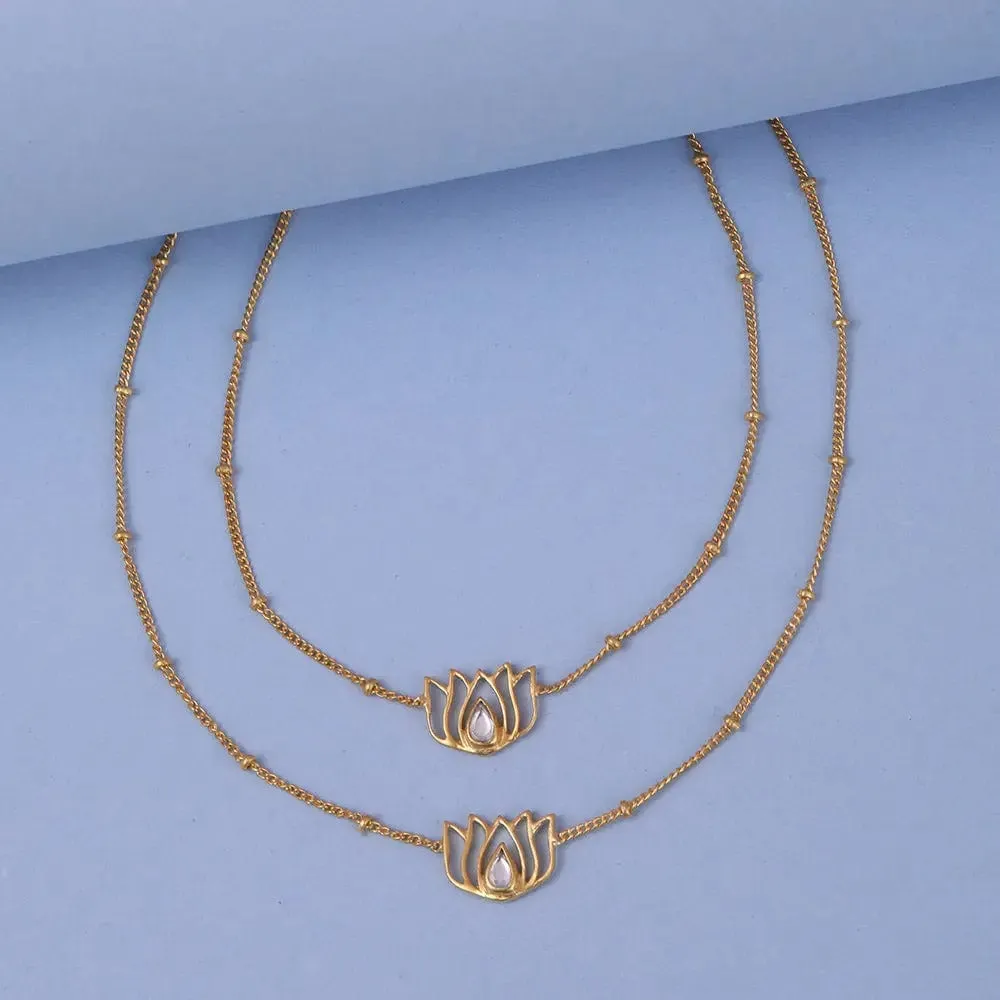 Silver Gold Plated Lotus Set