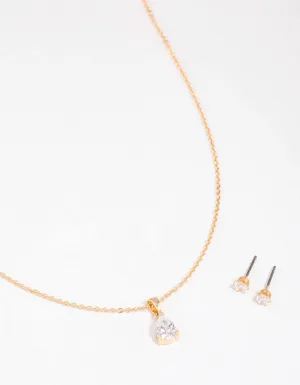 Silver Pearl Drop Necklace & Earring Set