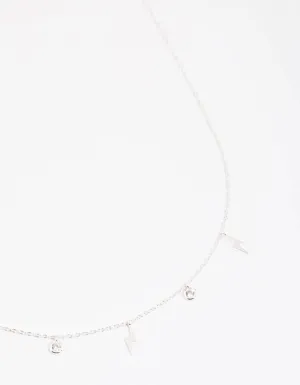 Silver Plated Cubic Zirconia Lightning Necklace