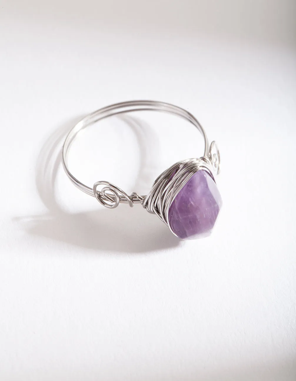 Silver Wire Purple Stone Ring