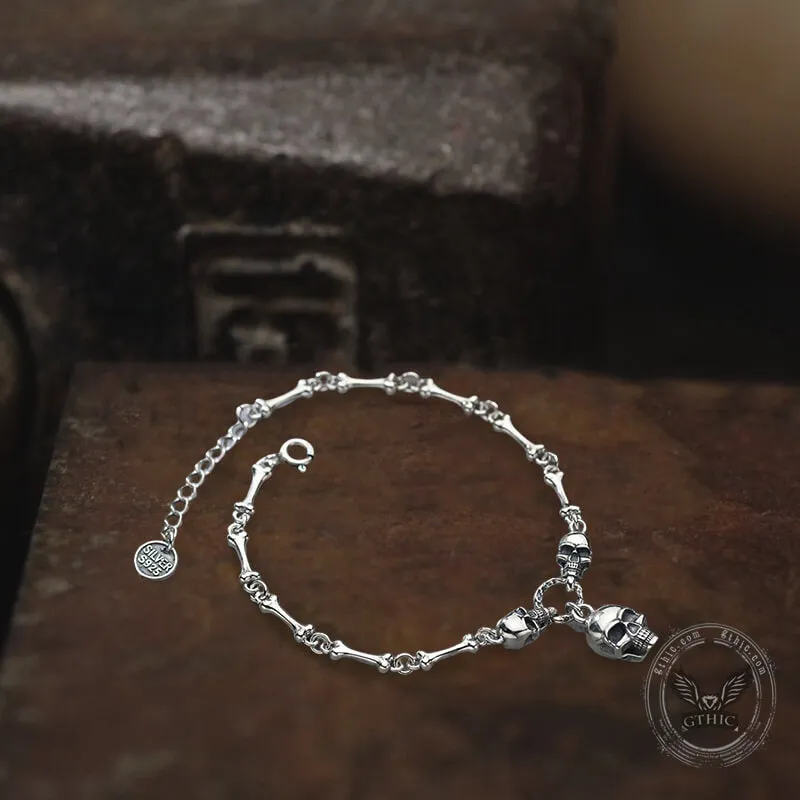 Skull Bones Sterling Silver Bracelet