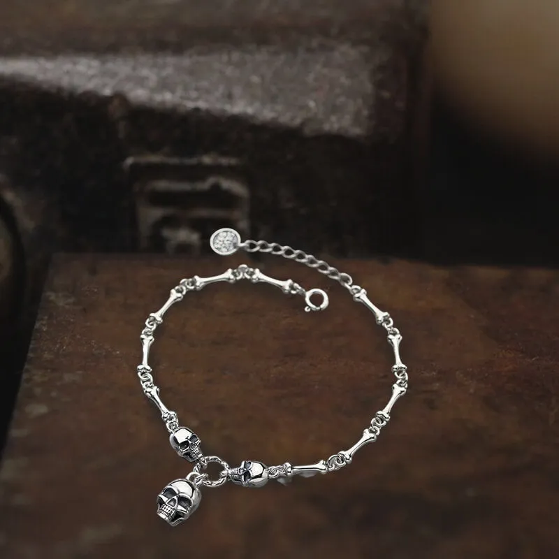 Skull Bones Sterling Silver Bracelet