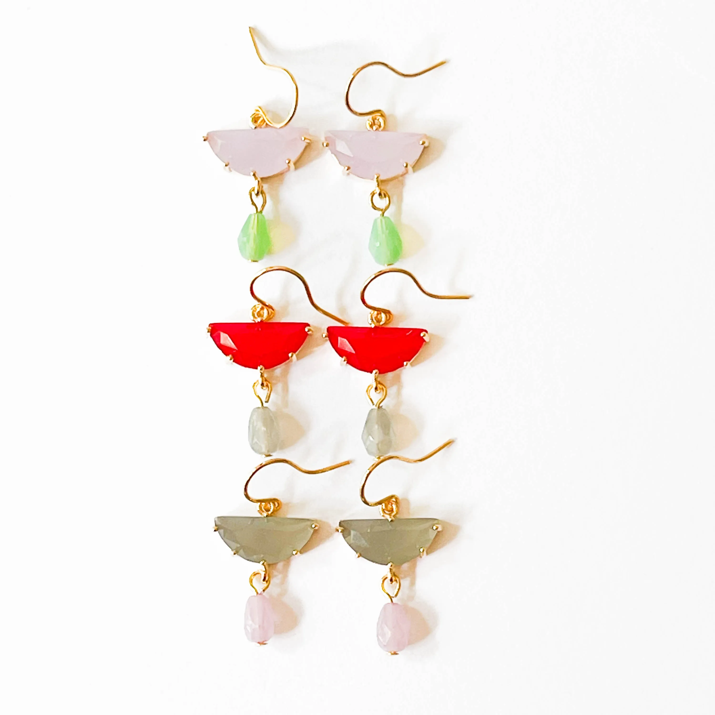 Small Colorful Half Moon Earrings