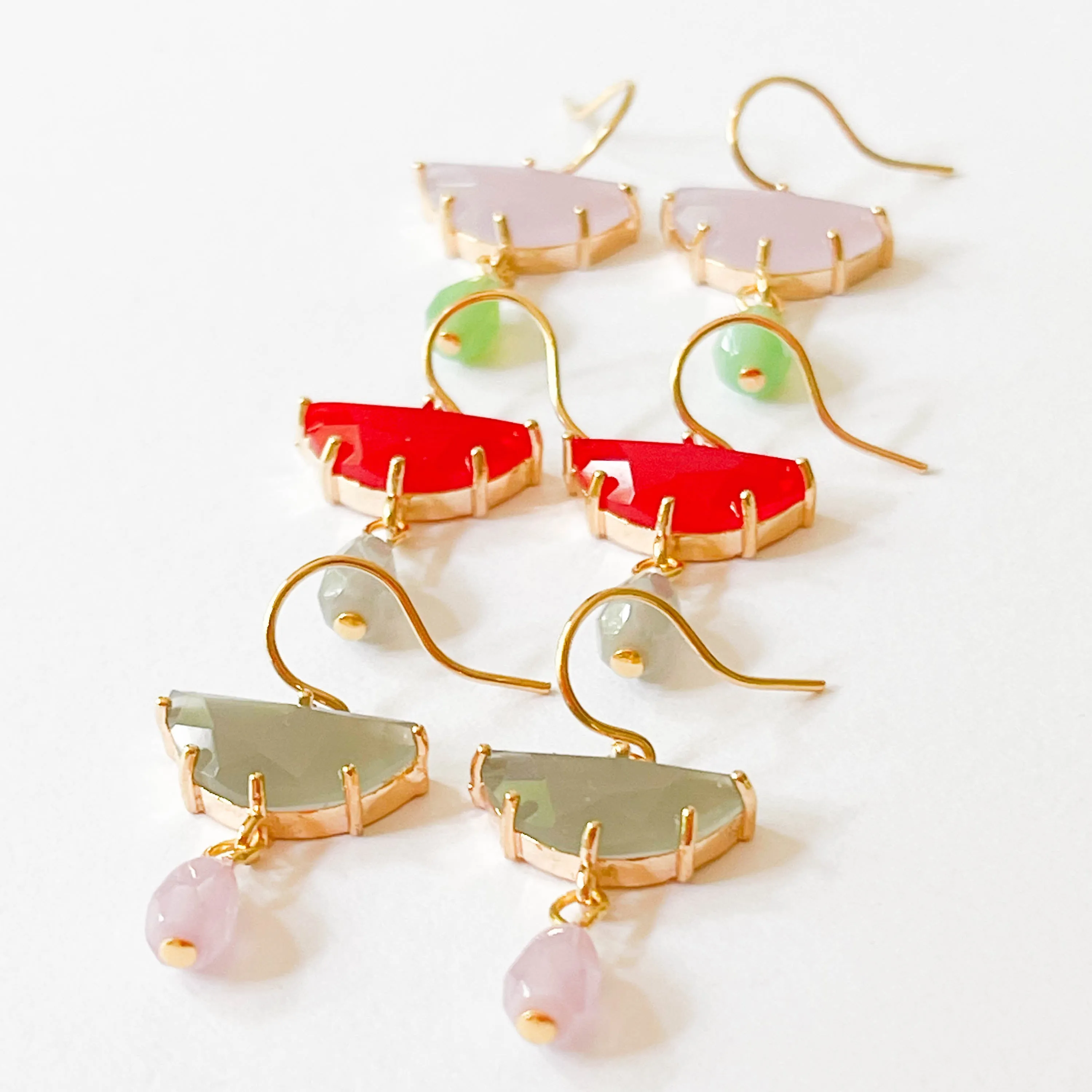 Small Colorful Half Moon Earrings