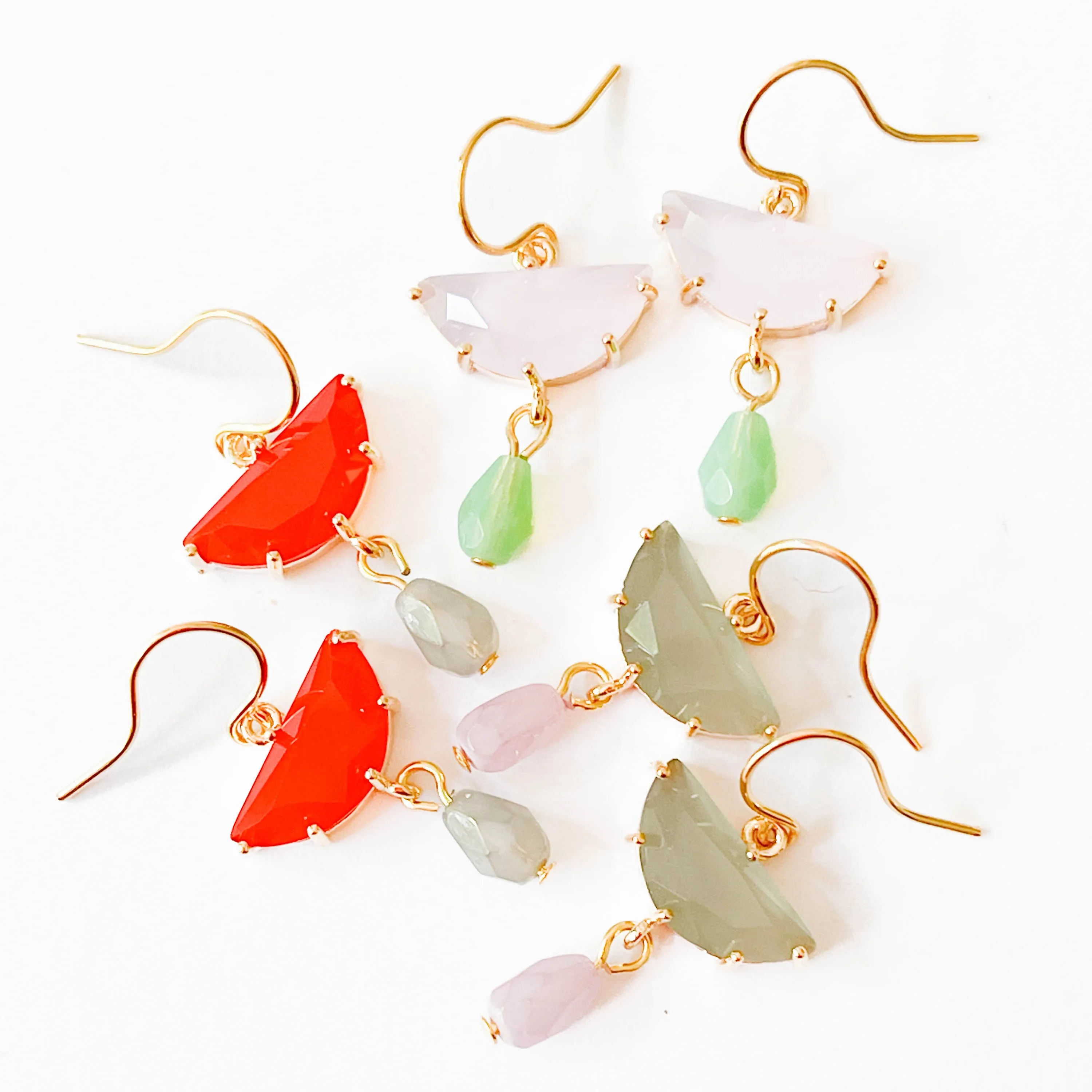 Small Colorful Half Moon Earrings