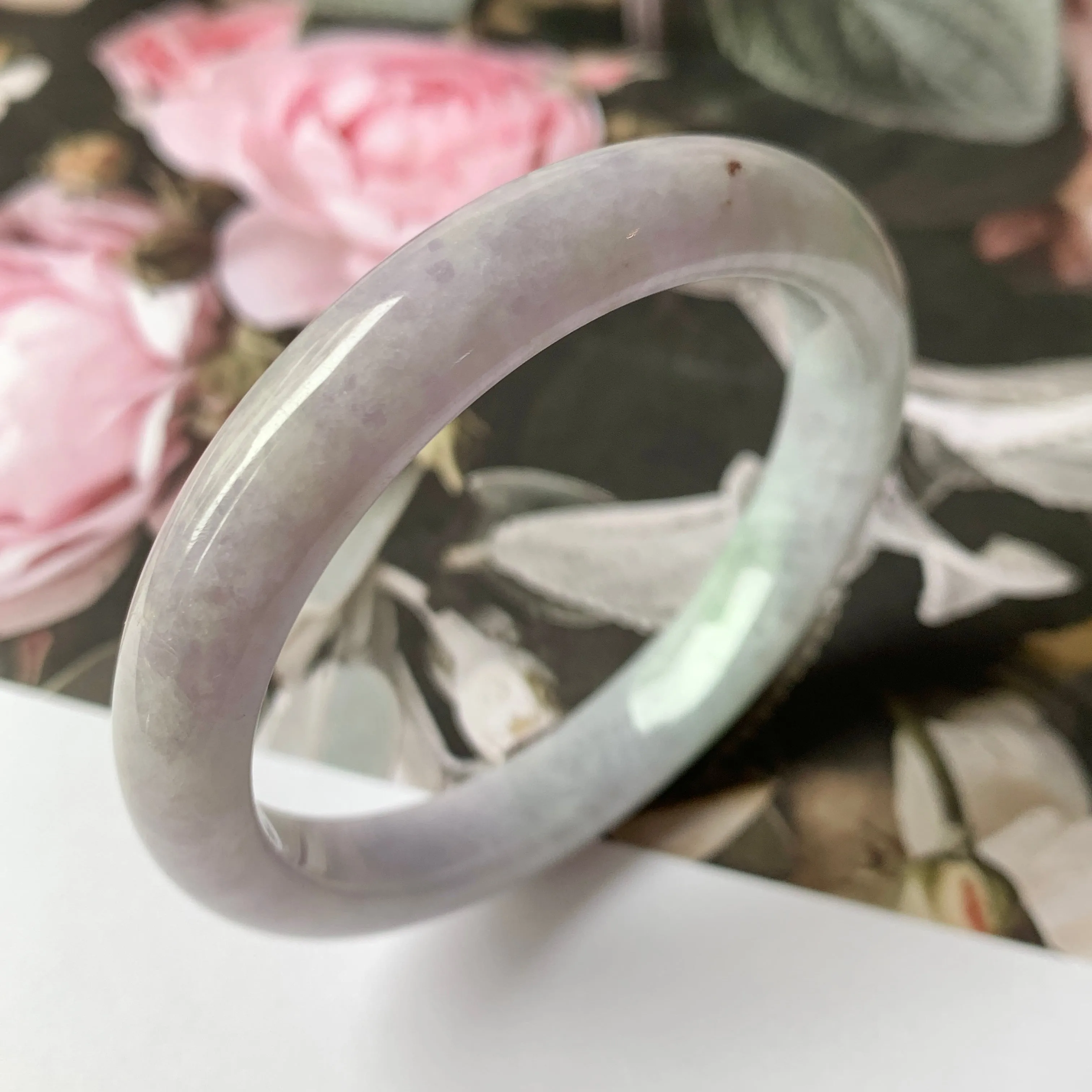 SOLD OUT: 53.8mm A-Grade Natural Lavender Jadeite Modern Round Bangle No.151839