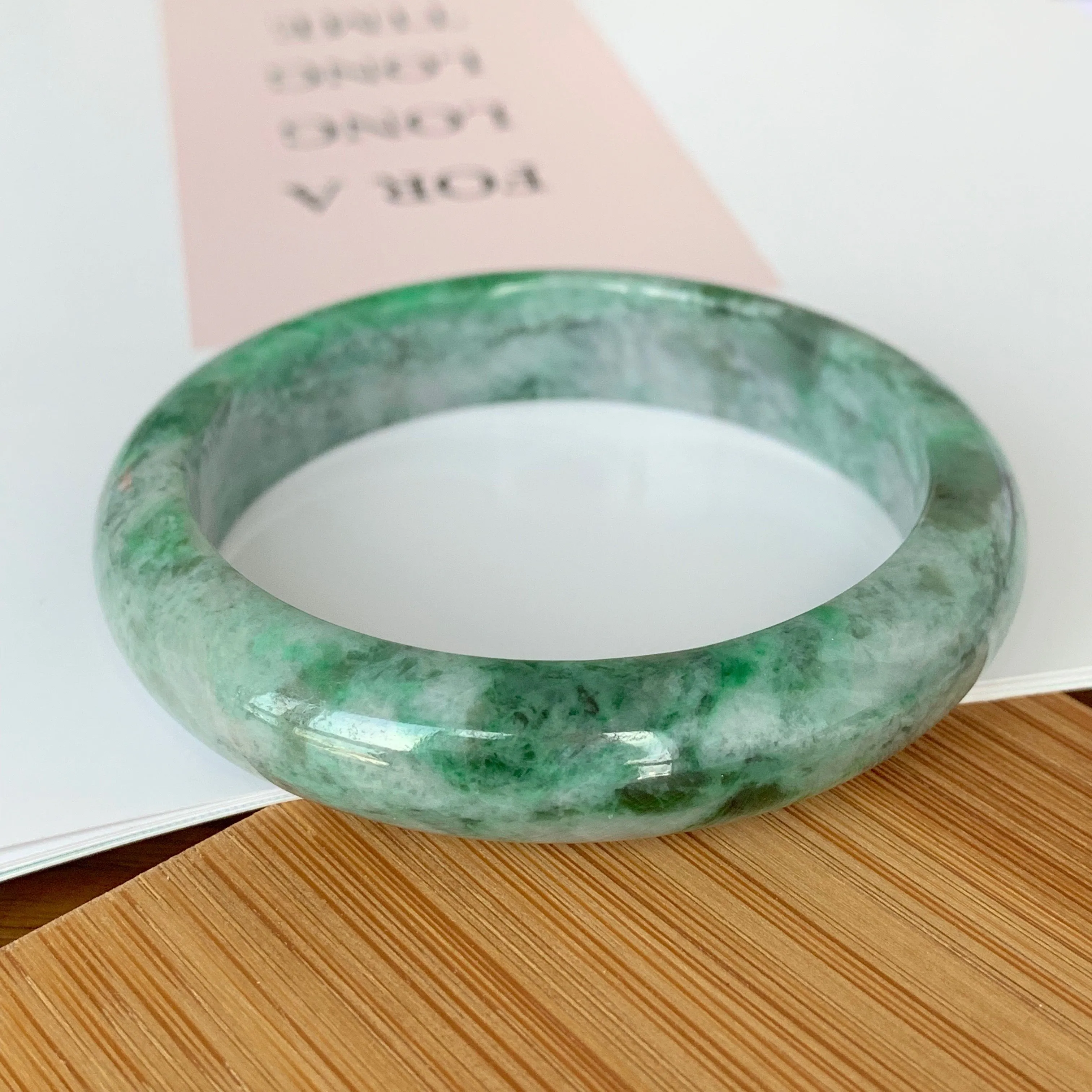 SOLD OUT: 56.5mm A-Grade Natural Jadeite Modern Round Bangle No.151612