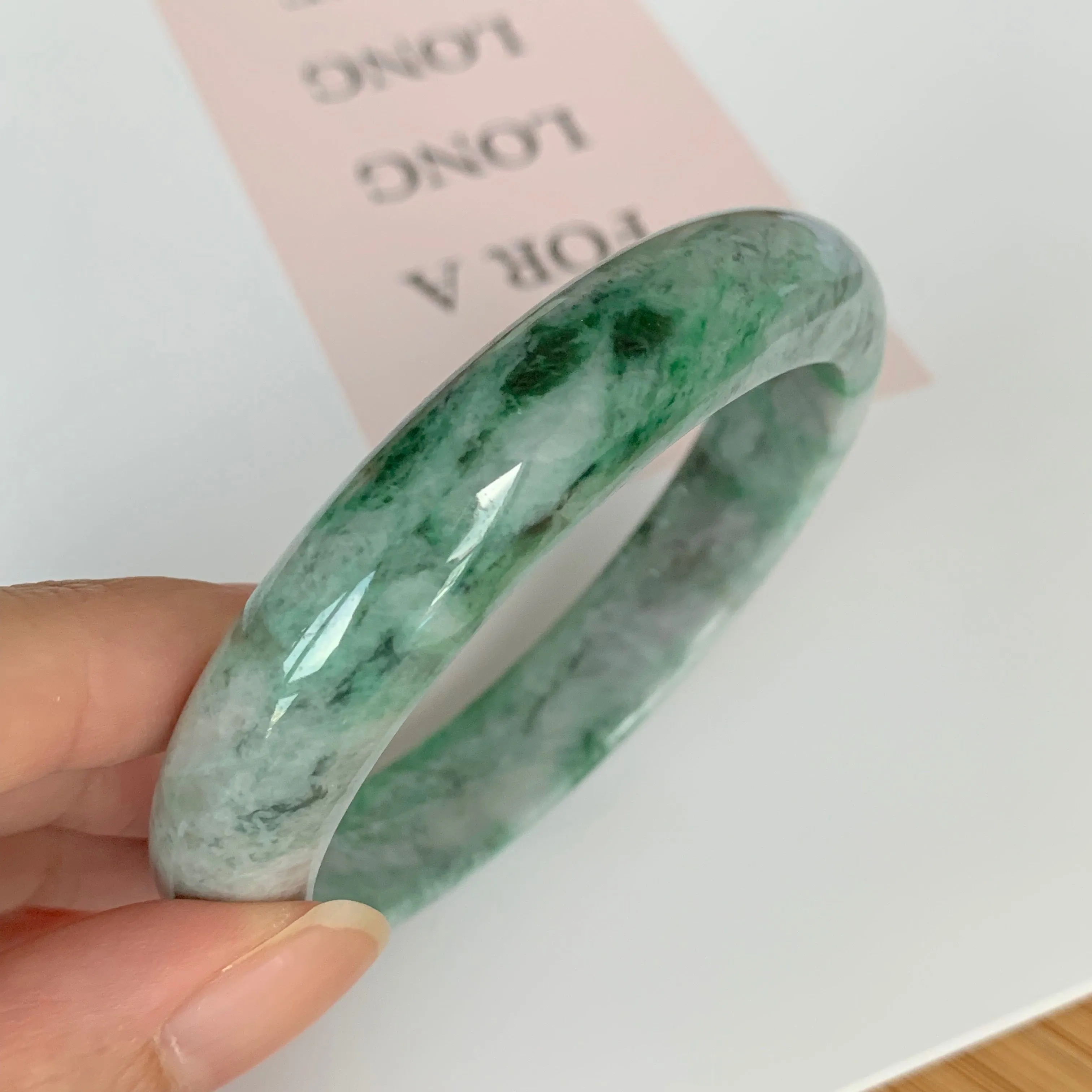 SOLD OUT: 56.5mm A-Grade Natural Jadeite Modern Round Bangle No.151612