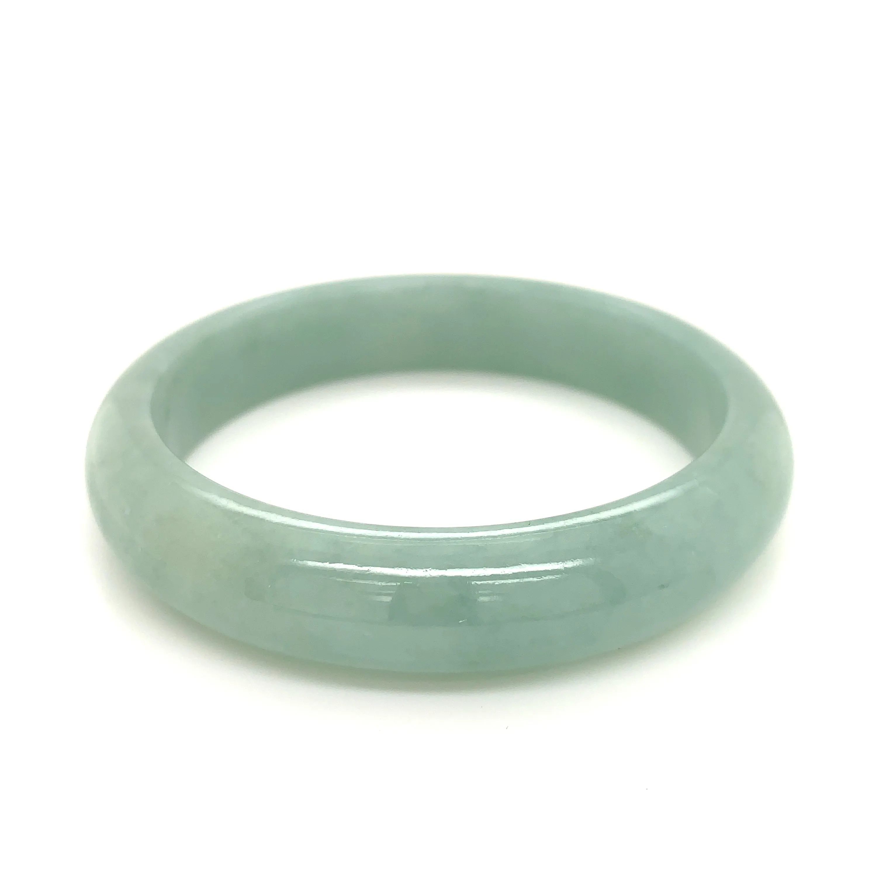 SOLD OUT: 58.8mm A-Grade Natural Green Jadeite Modern Round Bangle No.151658