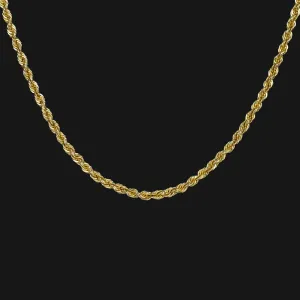 SOLID 14K YELLOW GOLD ROPE CHAIN 18in 1.7mm CLASSIC TWIST MENS LADIES NECKLACE