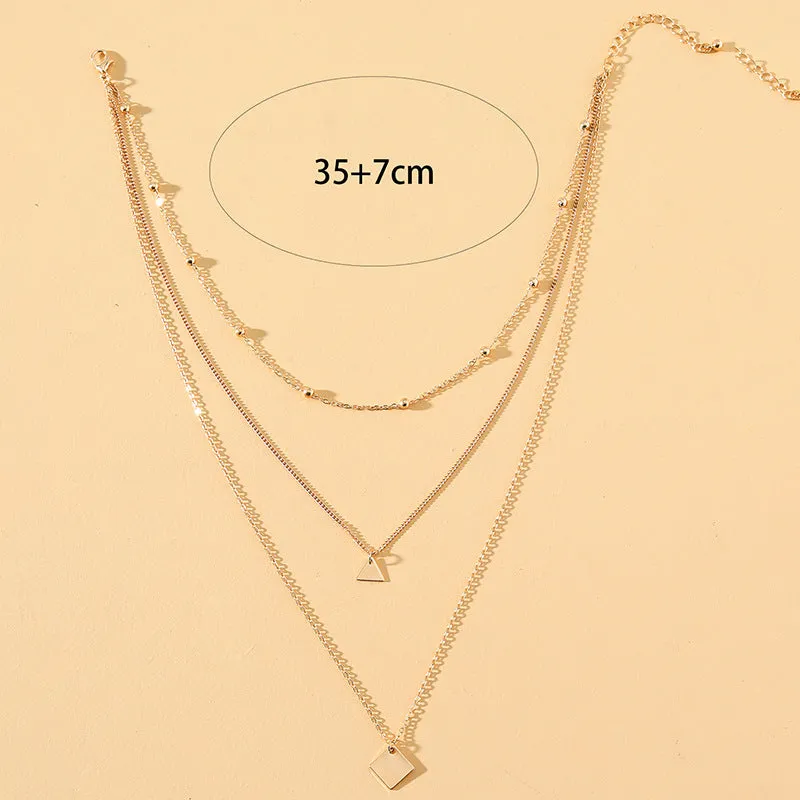 Stylish Layered Necklaces with Small Square Pendant - Planderful Vienna Verve Collection