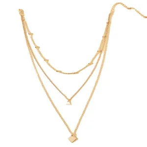 Stylish Layered Necklaces with Small Square Pendant - Planderful Vienna Verve Collection