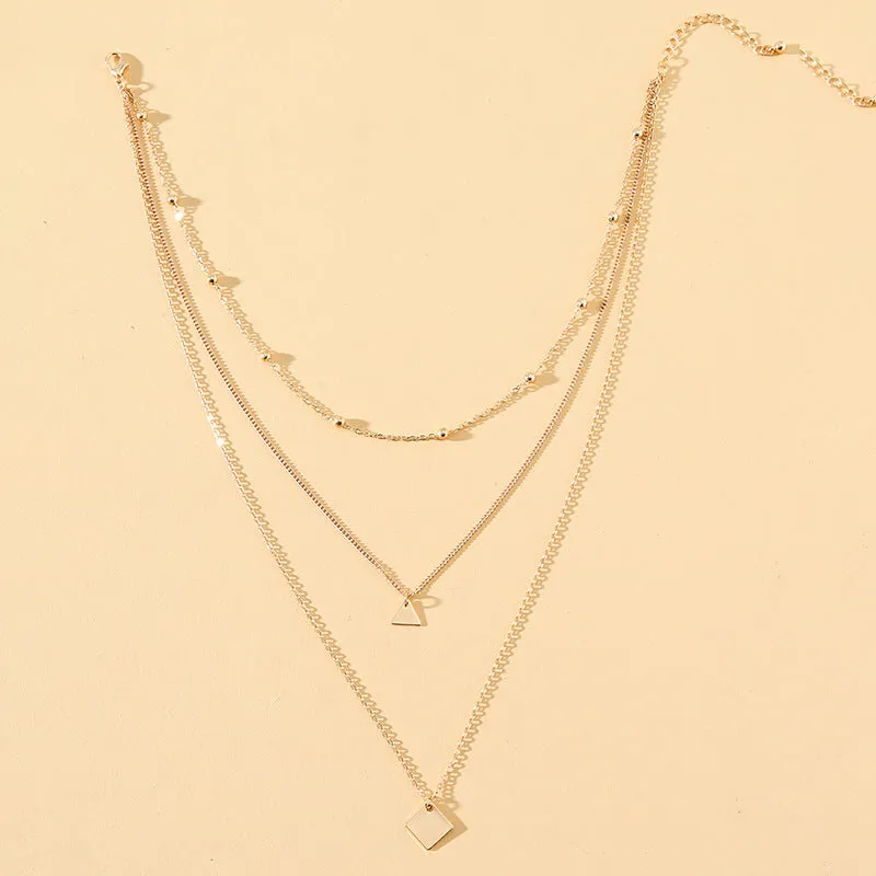 Stylish Layered Necklaces with Small Square Pendant - Planderful Vienna Verve Collection