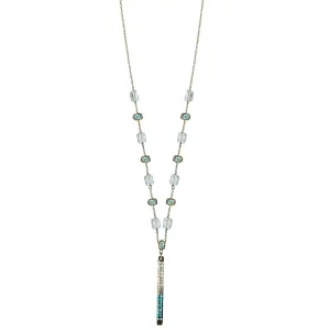 Tabs Necklace 5021 with Moonstone Turquoise Australian Opal and Natural Zircon by Michelle Pressler Jewelry