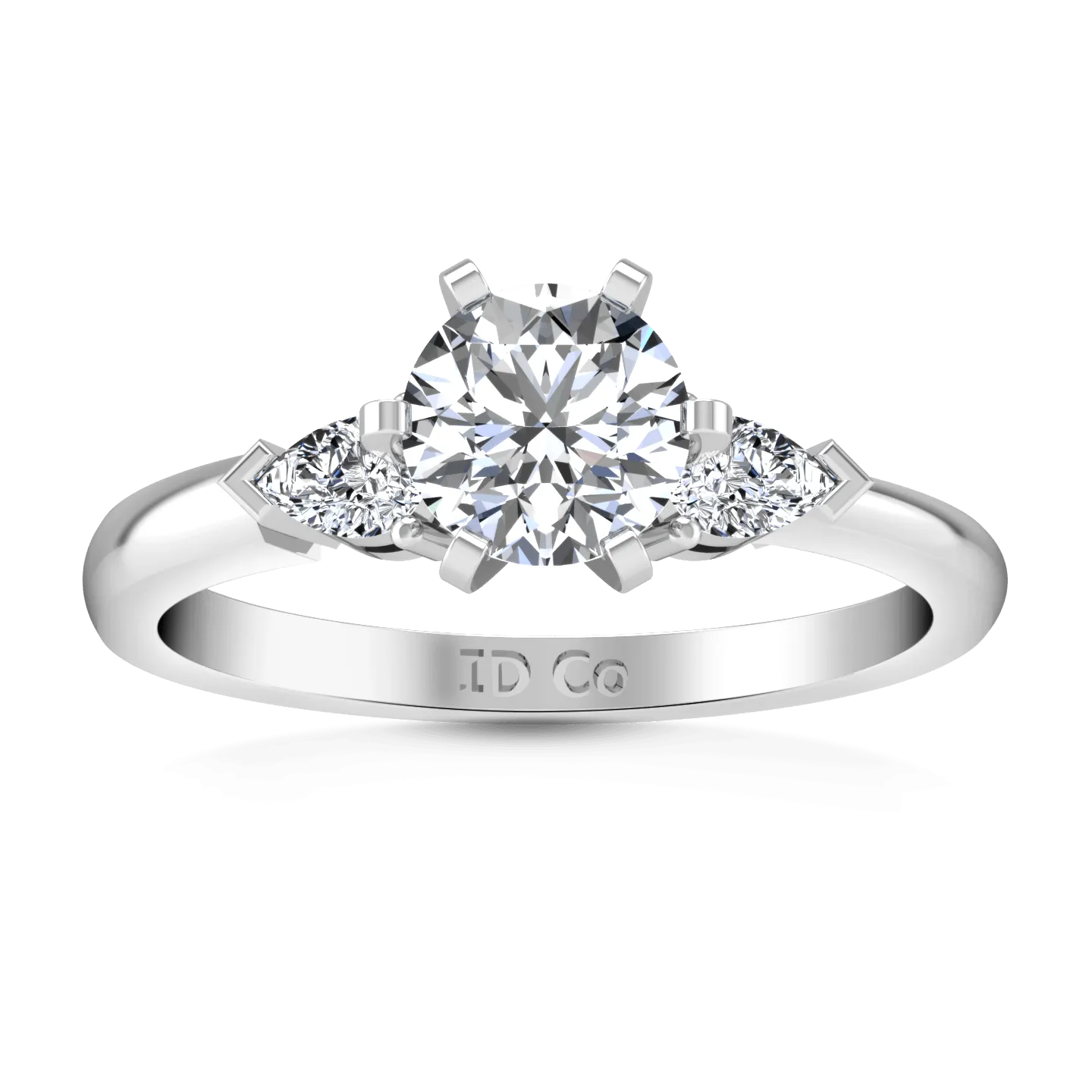 Three Stone Engagement Ring Eliza Pear Diamond 14K White Gold