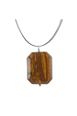 Tigers Eye Rectangular Large Gemstone Necklace