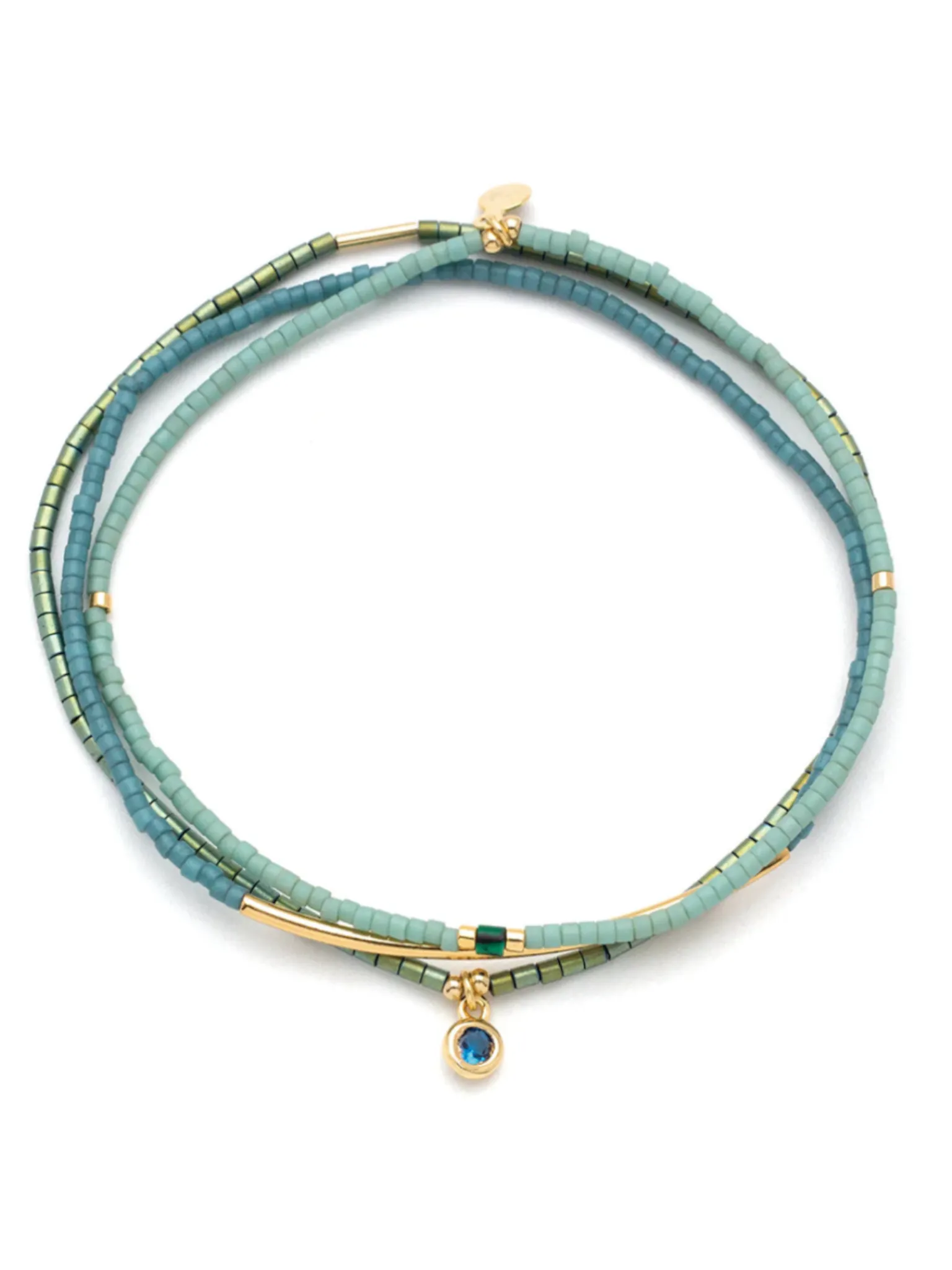 Tonal Chromacolor Miyuki Bracelet Trio - Turquoise/Gold