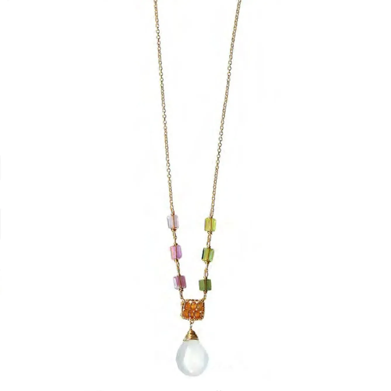 Tourmaline White Moonstone Necklace 4708 by Michelle Pressler Jewelry