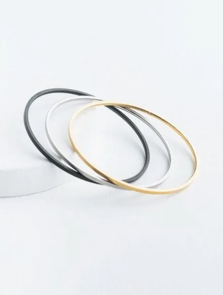 Tri-Tone Set of Bangles - Black, Silver and Gold