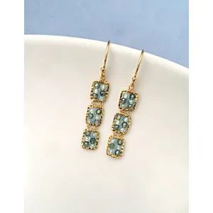 Triple Box Earrings 4249 with Natural Blue Zircon and Australian Sapphire by Michelle Pressler Jewelry