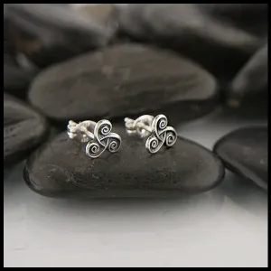 Triskele Post Earrings in Silver