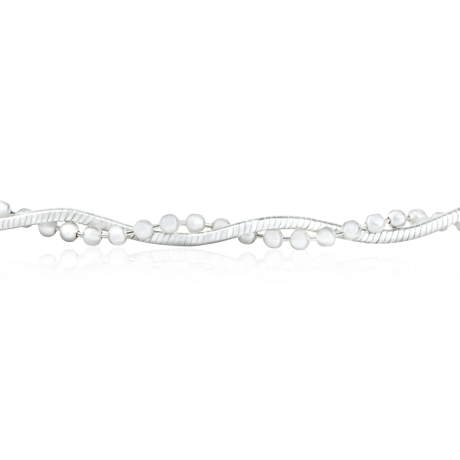 Twisted Bead Snake Chain Anklet Ankle Bracelet Sterling Silver 9-10"