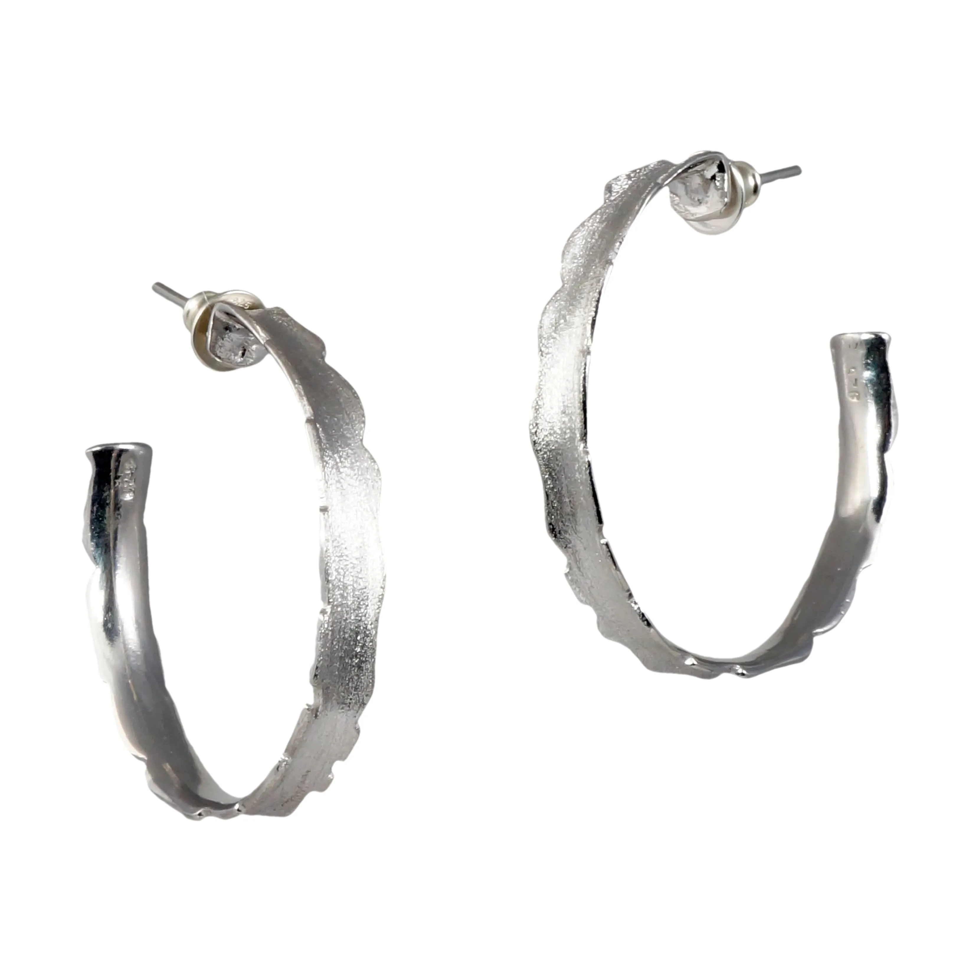 Unique Hoop Earrings, Silver - Multiple Sizes