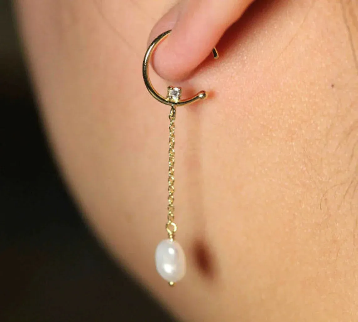 Unique Pearl Silver Earrings by VicStoneNYC Fine Jewelry