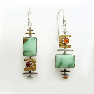 Unique Silver Color Inlaid Green Stone Earrings Exquisite Trendy