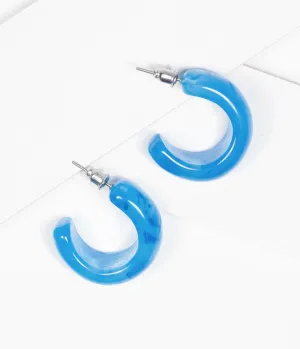 Unique Vintage Blue Smoke Acrylic Hoop Earrings