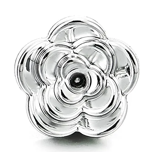 Unique Womens Magnetic Camellia Flower Stud Earring, Non-Piercing Clip On Fake Ear