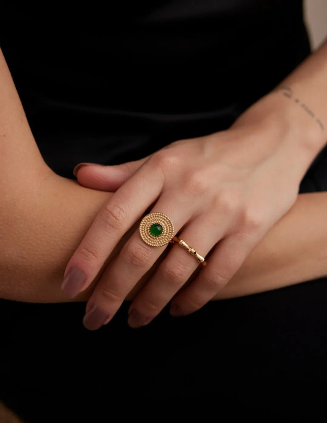 Vintage Disc Chrysoprase Ring