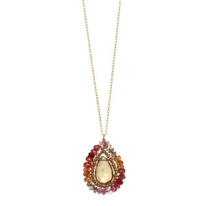 Whiskey Quartz and Ruby Necklace 2357 by Michelle Pressler Jewelry