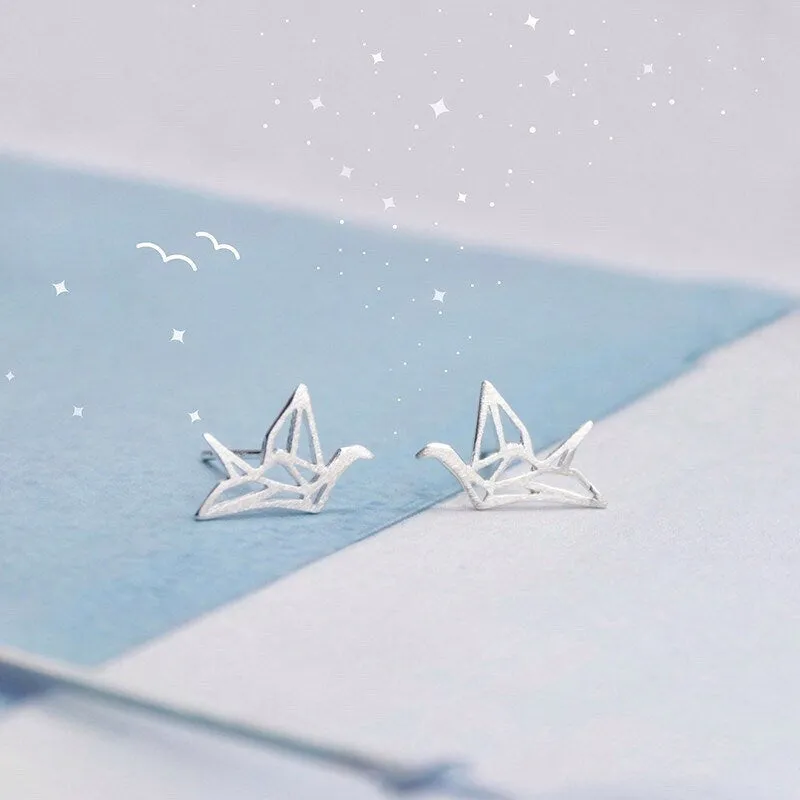 Whispering Wings Origami Crane Earrings