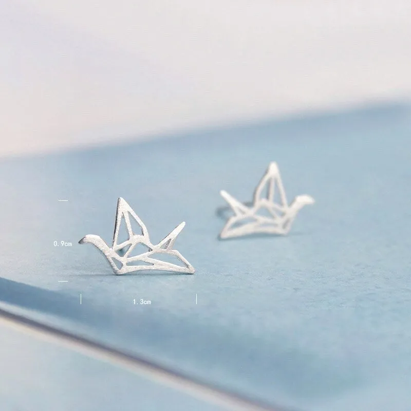 Whispering Wings Origami Crane Earrings