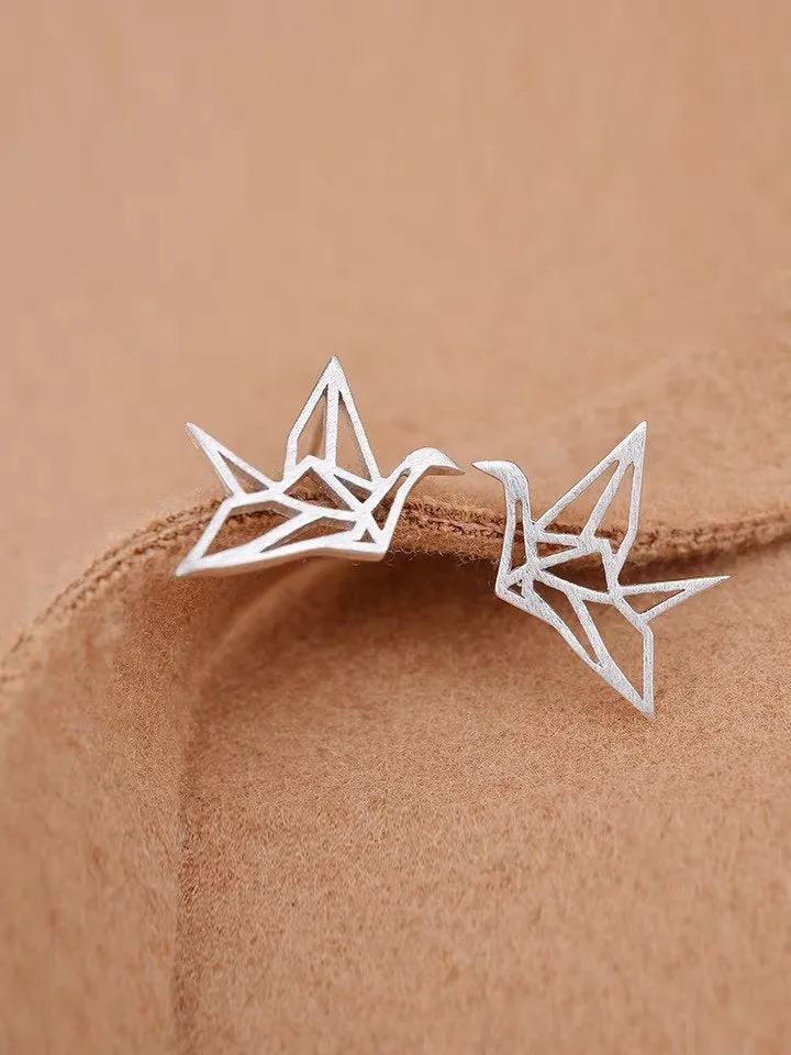 Whispering Wings Origami Crane Earrings