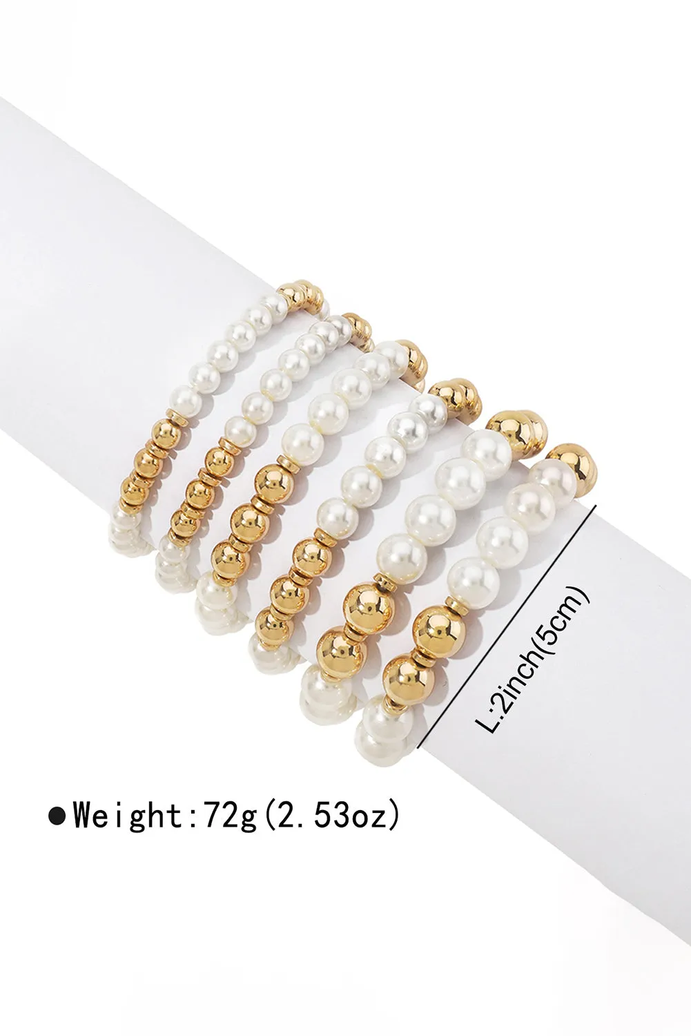 White 5pcs Pearl Beaded Bracelet Set