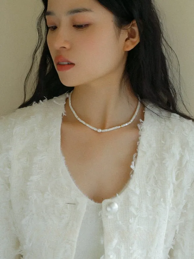 White Mother of Fritillary Pearl Necklace